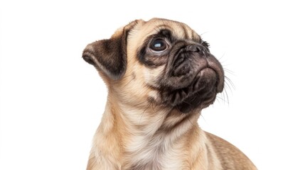 Obraz premium pug puppy looking up on white background