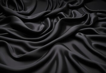 Obraz premium Wavy smooth black silk drapery background texture sample