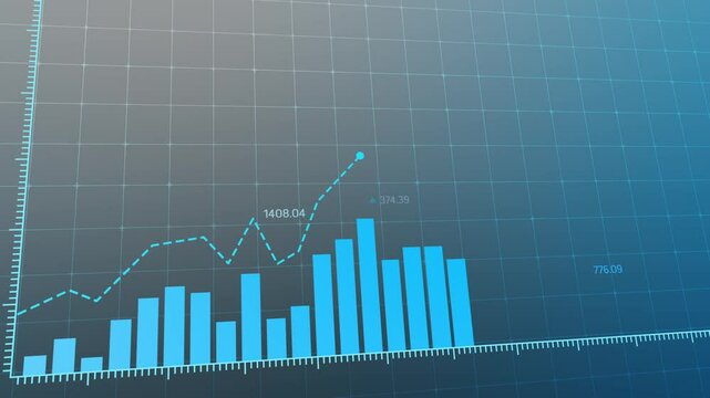 Dynamic animated depiction of market trends with rising and falling charts, ideal for exploring crypto, banking, and finance themes.