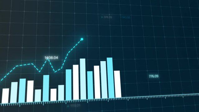 Dynamic animation of market trends showcasing financial growth, crypto trading, profit increase, and banking analysis with animated charts and upwards motion diagrams.