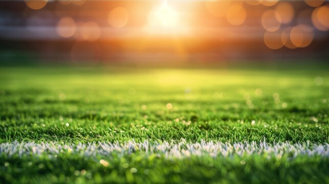 Vivid football stadium lights, soft blurred background, ample copy space for versatile use