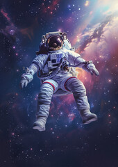 Fototapeta premium Abstract Astronaut in The Open Space. Colorful Bright Illustration. Ai Generative