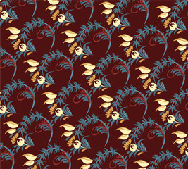 Beautiful stylized floral ornament. Floral rhythmic pattern.