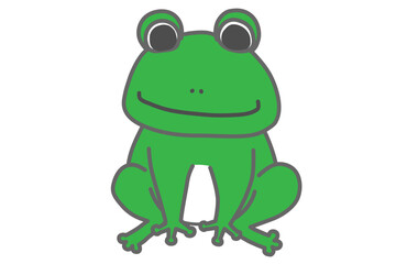 シンプルな緑色のカエルの手描きイラスト
