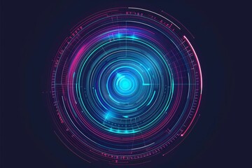 Futuristic abstract digital design in neon blue and purple, emphasizing modern technology and dynamic data visualization with a high-tech aesthetic