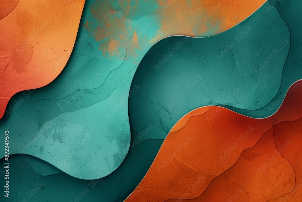 Aufkleber modern design featuring smooth curves in teal and orange colors, offering a unique blend of fluidity