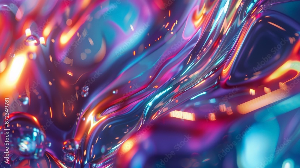 Aufkleber a fluid and colorful abstract artwork with a shiny glow, featuring light reflections that create a d