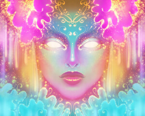 Ethereal Mystical Woman with Glowing Fantasy Colors
