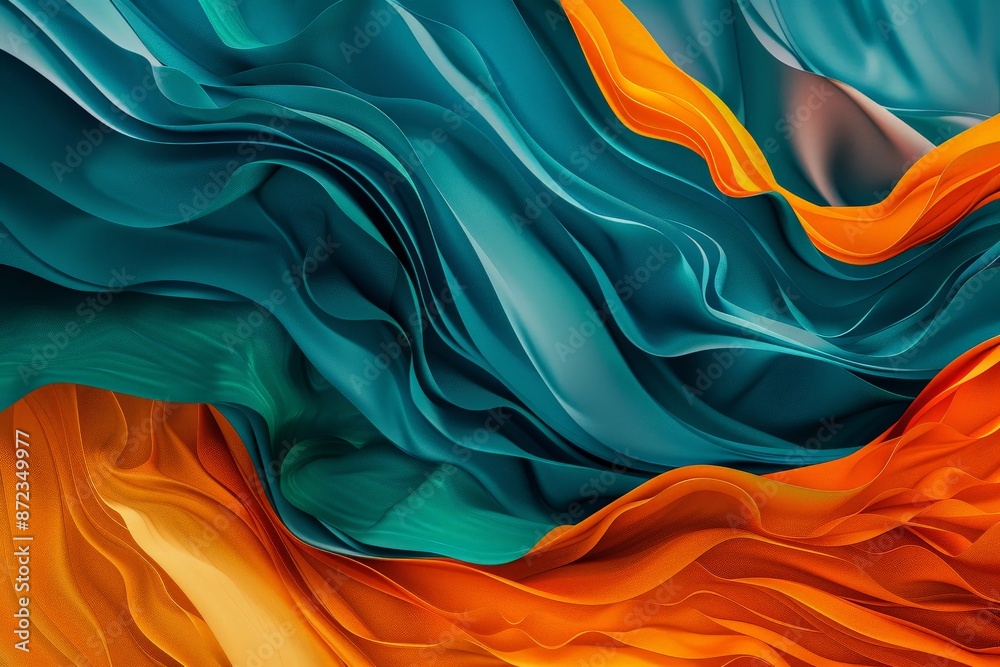 Aufkleber a stunning abstract artwork featuring colorful waves of teal and orange hues in a dynamic, fluid mot