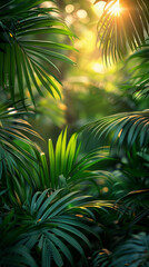 Tropical leaves. Summer exotic trendy background with place for text	