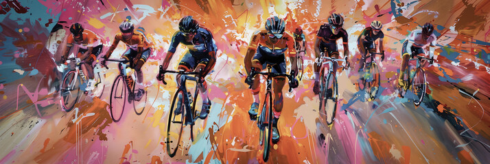 Dynamic Cyclists in Vibrant Race