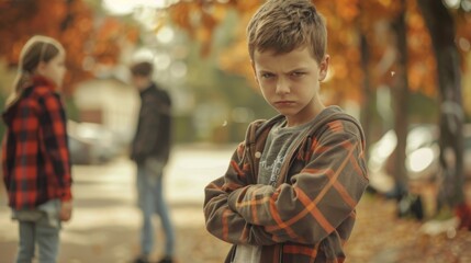 National Bullying Prevention Month. Don't bully me concept. The problem of bullying at school, bullying of classmates based on nationality, race or class. Day of Children Victims of Aggression