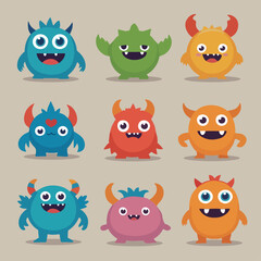 Obraz premium set of funny cartoon monsters