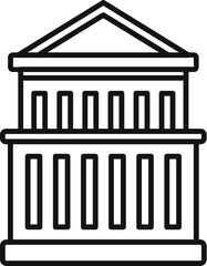 Line drawing of a parliament building with columns showing democracy