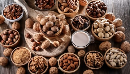 Obraz premium food, brown, white, isolated, nuts, bowl, healthy, coffee, bean, ingredient