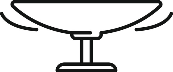 Simple line icon of a satellite dish receiving a signal, perfect for representing telecommunications or broadcasting