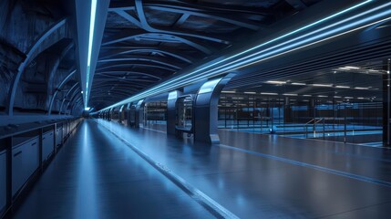 Obraz premium A hightech sports complex in the heart of the city uses mystical energy to power its facilities