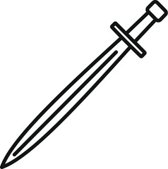 Simple black and white line art of a double edged sword