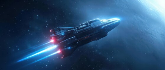 Obraz premium An advanced spacecraft is designed to navigate through mystical wormholes