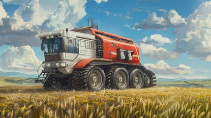 Obraz premium An innovative agricultural industry uses enchanted machinery powered by elemental forces