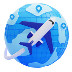 Naklejka premium PNG 3D Airplane Travel icon isolated on a white background 
