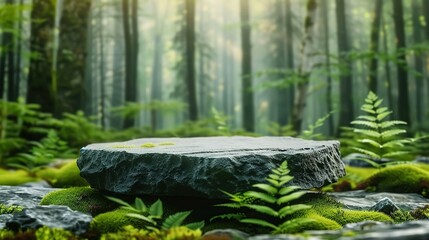 Stone Platform in a Mystical Forest