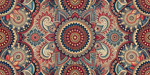 an ethnic pattern using geometric and paisley motifs