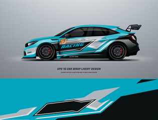 Blue sporty Racing Car wrap livery design dominant touch of blue