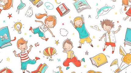 Whimsical Children Activities in Colorful Illustration
