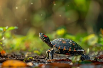 Obraz premium Full body view of Flatback Turtle in natural habitat, full body shot, full body View