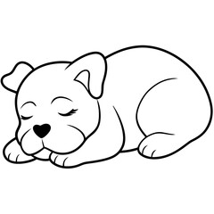 a sleeping bulldog  with love silhouette vector art illustration