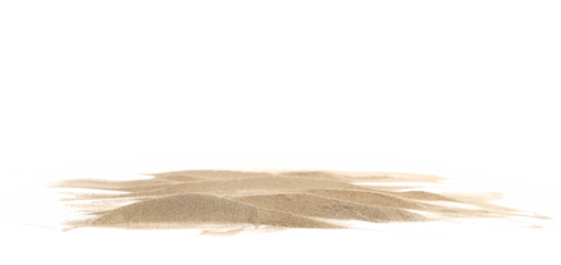 Desert sand pile, dune isolated on white, with clipping path, side view	