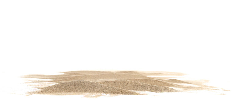 Desert sand pile, dune isolated on white, with clipping path, side view	