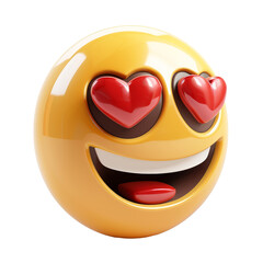 Fototapeta premium Emoji 3D happy in love smiley emoticon isolated on transparent background, PNG 