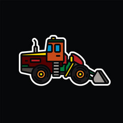 Original vector illustration. Contour icon of a bulldozer on wheels.