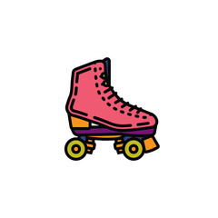 Original vector illustration. A contour icon. Vintage roller skates.