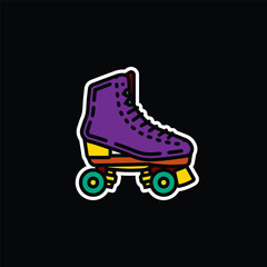 Original vector illustration. A contour icon. Vintage roller skates.