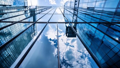 Obraz premium detailed and visually striking close-up image of a futuristic skyscraper reflected , generated by AI. High quality photo