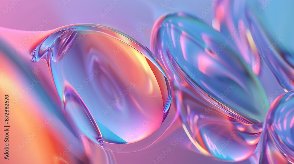 Leinwandbilder this abstract artwork showcases fluid and colorful glass shapes, forming a visually stunning composi