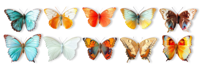Colorful Butterfly Collection With Transparent Background Image