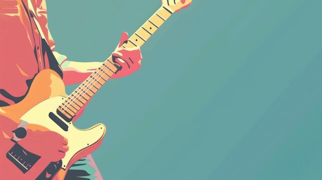 Person playing the electric guitar in colorful abstract background