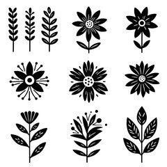 plants flower set vector illustration isolated