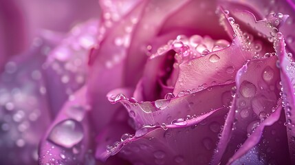 Exquisite Macro View of Raindrops on Rose Petal - Nature's Elegance