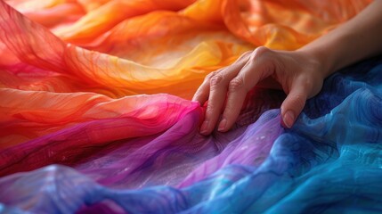 Textile artist dyeing fabric with layered color techniques, Textile Dyeing, Fabric Art
