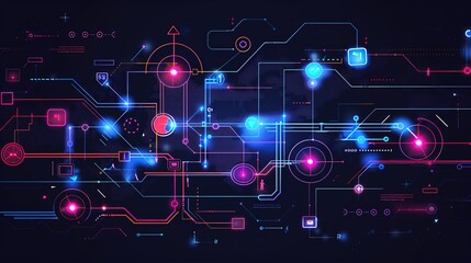 Obraz premium Abstract Financial Flowcharts Visualization on Black Background for Business Concepts