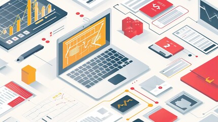 Obraz premium Futuristic Digital Finance Technology in Vector on Light Grey Background