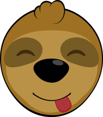 vector illustration face bear sloth character animal cartoon,, with a yummy expression how delicious