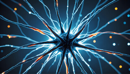 Neural networks in brain, connections that represent brain activity and cognitive functions