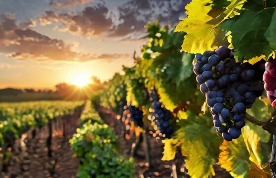 vi&ntilde;edos al atardecer, Vendimia