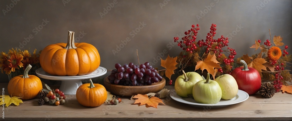 Wall mural autumn still life in honor of thanksgiving, wall paper design